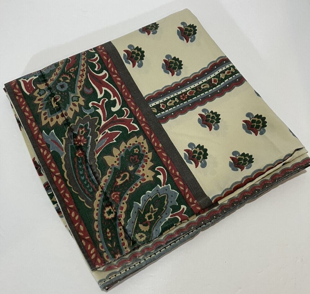 Stevens King Pillowcase Rectangle Beige Green Floral Paisley Blend Vintage